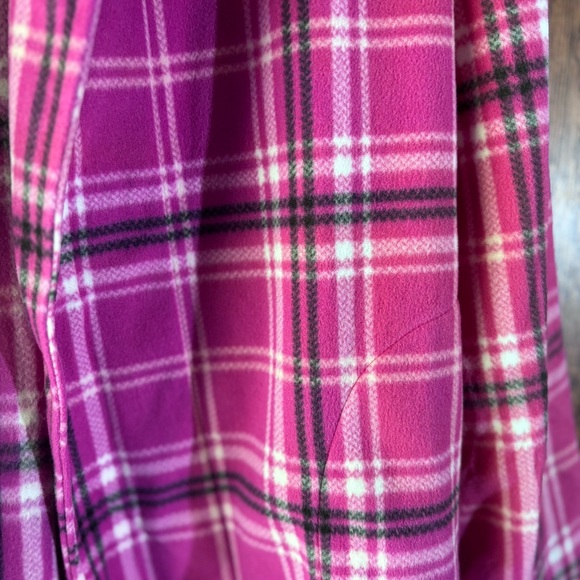 Muk Luks Pink Plaid Fleece Robe Cozy Comfort Open Front Loungewear - Picture 2 of 4